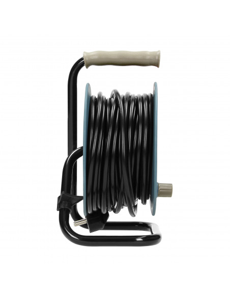  Przedłużacz bębnowy MINI, 4 gniazda 2P+Z, metalowy stojak, polwinit H05VV-F 3x1mm² , długość15m, szary, wersja...