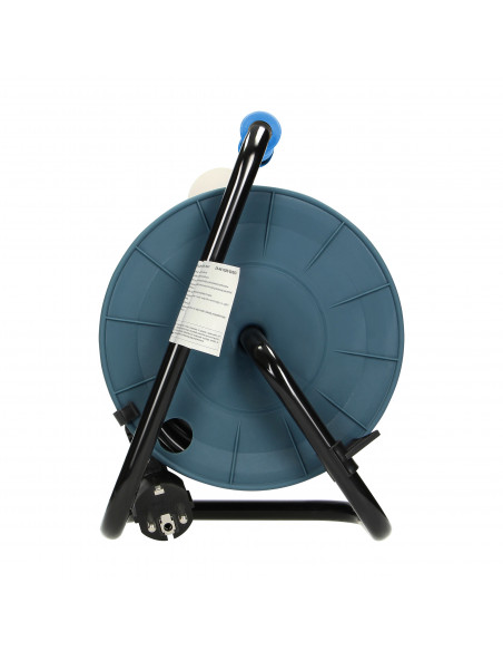  Przedłużacz bębnowy MINI, 4 gniazda 2P+Z, metalowy stojak, polwinit H05VV-F 3x1mm² , długość 15m, turkusowy,...