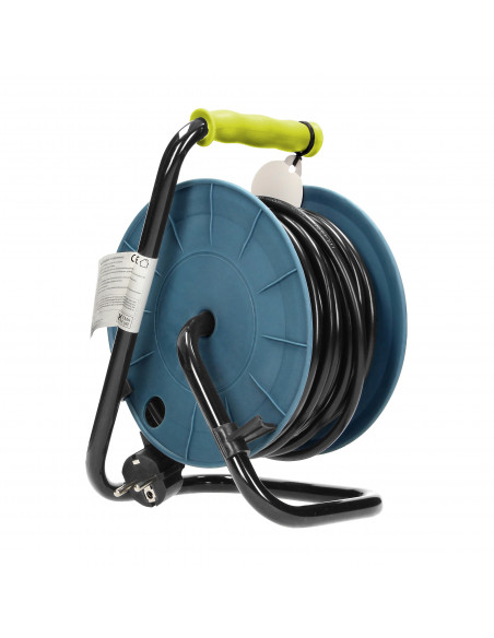  Przedłużacz bębnowy MINI, 4 gniazda 2P+Z, metalowy stojak, polwinit H05VV-F 3x1mm² , długość 15m, limonkowy,...