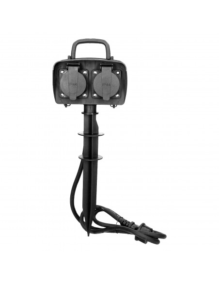 Gniazdo ogrodowe 2x2P+Z, 2300W, IP44, przewód 1,5m H07RN-F 3x1,5mm²