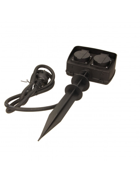 Gniazdo ogrodowe 2x2P+Z, 2300W, IP44, przewód 1,5m H07RN-F 3x1,5mm²