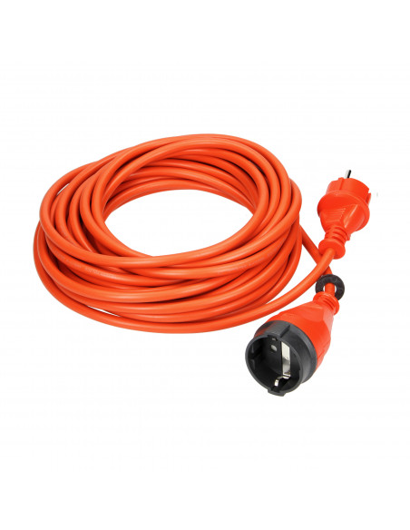 Przedłużacz ogrodowy pomarańczowy zalewany, 1x2P+Z (Schuko) 15m, H05VV-F 3x1,5mm2, 230VAC/16A , PRODUKT POLSKI