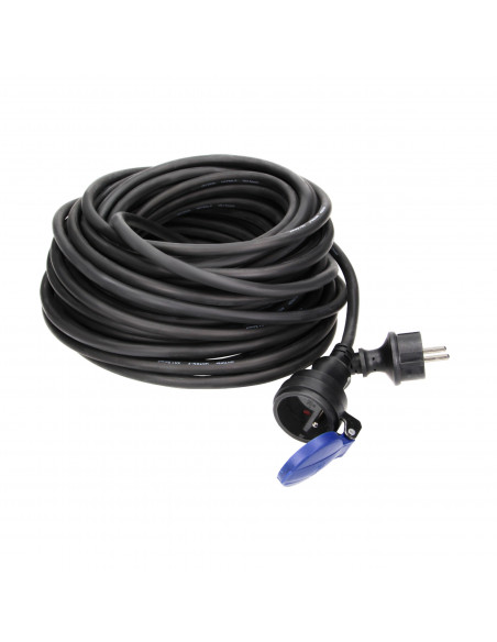 Przedłużacz warsztatowy bryzgoszczelny IP44, 1x2P+Z 20m,kabel gumowy olejoodporny H07RN-F 3x1,5mm², 230VAC/16A