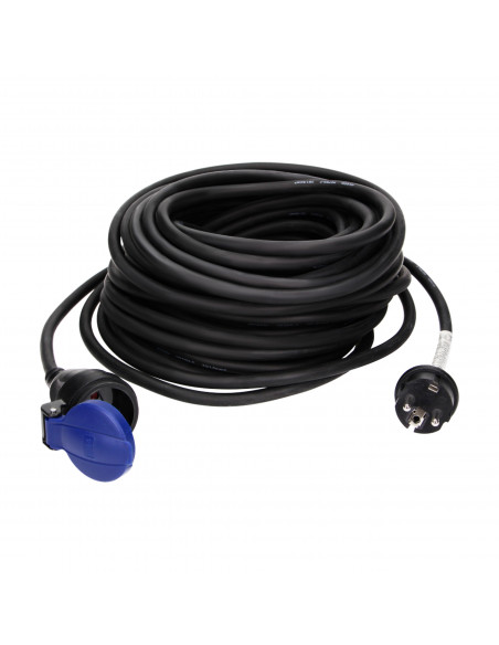 Przedłużacz warsztatowy bryzgoszczelny IP44, 1x2P+Z 20m,kabel gumowy olejoodporny H07RN-F 3x1,5mm², 230VAC/16A