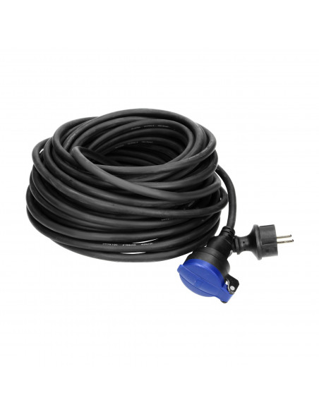 Przedłużacz warsztatowy bryzgoszczelny IP44, 1x2P+Z 30m, kabel gumowy olejoodporny H07RN-F 3x1,5mm², 230VAC/16A