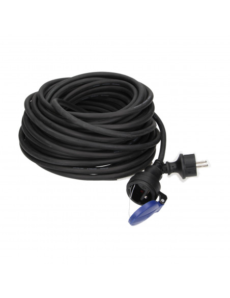 Przedłużacz warsztatowy bryzgoszczelny IP44, 1x2P+Z 30m, kabel gumowy olejoodporny H07RN-F 3x1,5mm², 230VAC/16A