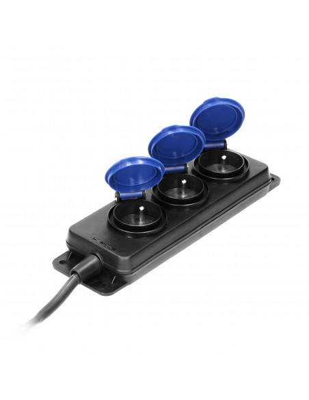 Przedłużacz warsztatowy bryzgoszczelny IP44, 3 gniazda 2P+Z IP44, przewód gumowy, H05RR-F 3x1,5mm², długość 3m