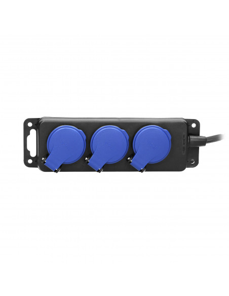 Przedłużacz warsztatowy bryzgoszczelny IP44, 3 gniazda 2P+Z IP44, przewód gumowy, H05RR-F 3x1,5mm², długość 3m