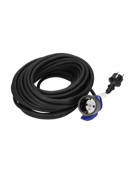  Przedłużacz warsztatowy bryzgoszczelny IP44, 1x2P+Z (schuko) 20m, kabel gumowy olejoodporny H07RN-F 3x1,5mm²,...