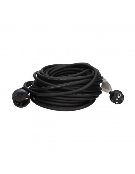  Przedłużacz warsztatowy bryzgoszczelny IP44, 1x2P+Z (schuko) 20m, kabel gumowy olejoodporny H07RN-F 3x1,5mm²,...