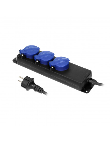  Przedłużacz warsztatowy bryzgoszczelny IP44, 3 gniazda 2P+Z (schuko) IP44, przewód gumowy, H05RR-F 3x1,5mm²,...