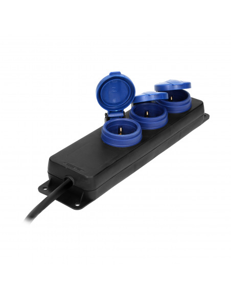  Przedłużacz warsztatowy bryzgoszczelny IP44, 3 gniazda 2P+Z (schuko) IP44, przewód gumowy, H05RR-F 3x1,5mm²,...