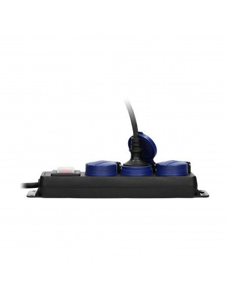  Przedłużacz warsztatowy bryzgoszczelny z wyłącznikiem IP44, 3 gniazda 2P+Z (Schuko) IP44, przewód gumowy, H05RR-F...