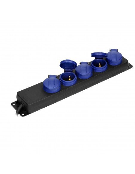  Przedłużacz warsztatowy bryzgoszczelny IP44, 5 gniazd 2P+Z (Schuko) IP44, przewód gumowy, H05RR-F 3x1,5mm²,...