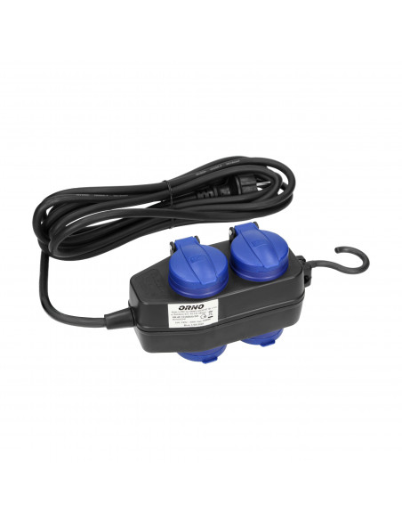  Przedłużacz warsztatowy bryzgoszczelny IP44, 4 gniazda (2+2) 2P+Z (schuko), IP44, przewód gumowy, H05RR-F 3x1,5,...