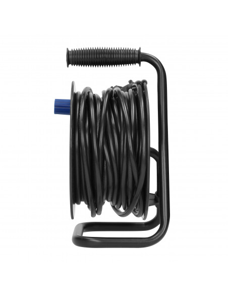 Przedłużacz bębnowy MINI, 4 gniazda 2P+Z (schuko), metalowy stojak, polwinit H05VV-F 3x1mm² - 15m