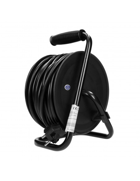 Przedłużacz bębnowy MINI, 4 gniazda 2P+Z (schuko), metalowy stojak, polwinit H05VV-F 3x1.5mm² - 15m