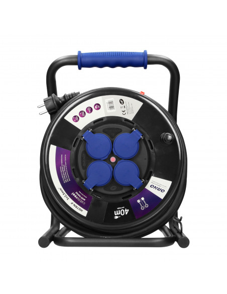  Przedłużacz bębnowy profesjonalny IP44, 4 gniazda 2P+Z, kabel gumowy olejoodporny, H07RN-F 3x2,5mm², długość -...