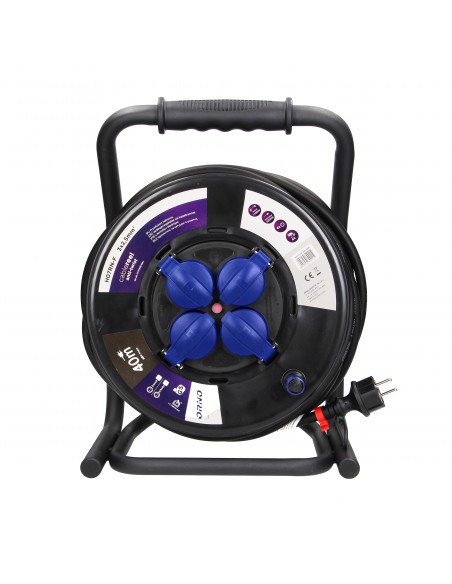  Przedłużacz bębnowy profesjonalny IP44, 4 gniazda 2P+Z (schuko), kabel gumowy olejoodporny, H07RN-F 3x2,5mm²,...