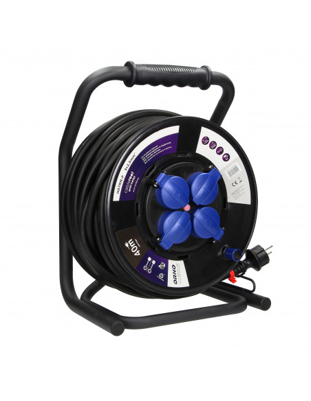  Przedłużacz bębnowy profesjonalny IP44, 4 gniazda 2P+Z (schuko), kabel gumowy olejoodporny, H07RN-F 3x2,5mm²,...