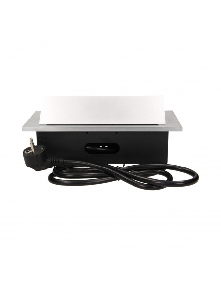 Gniazdo meblowe wpuszczane w blat z grubym rantem 3x2P+Z, przewód 1,5m 3x1,5mm², srebrne