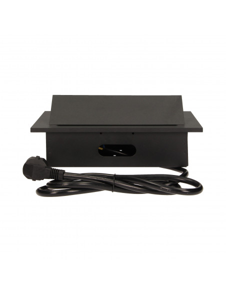 Gniazdo meblowe wpuszczane w blat z grubym rantem 3x2P+Z, przewód 1,5m 3x1,5mm², czarne