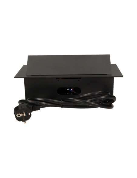 Gniazdo meblowe wpuszczane w blat z płaskim rantem 3x2P+Z, przewód 1,5m 3x1,5mm², czarne