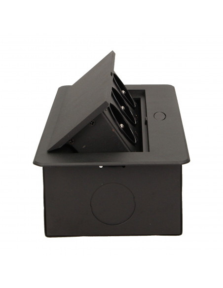 Gniazdo meblowe wpuszczane w blat z płaskim frezowanym rantem,  3x2P+Z, czarne