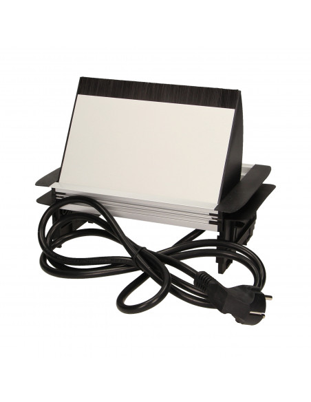 Gniazdo meblowe wpuszczane w blat ze szczotką przeciwkurzową i przewodem 1,8m, 3x2P+Z