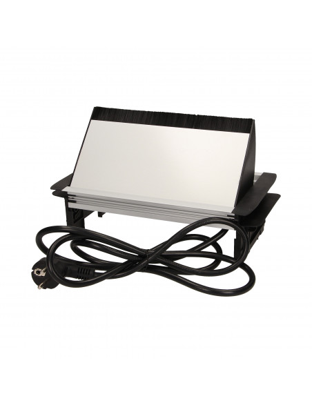 Gniazdo meblowe wpuszczane w blat ze szczotką przeciwkurzową, ładowarką USB i przewodem 1,8m, 3x2P+Z, 2xUSB