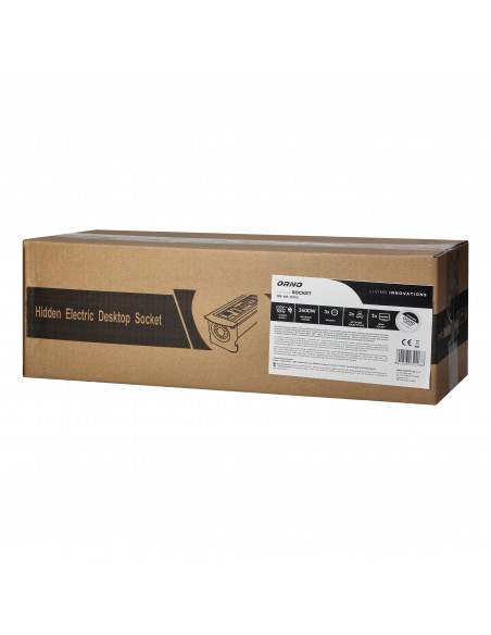 Gniazdo meblowe wpuszczane w blat z płaskim frezowanym rantem oraz elektrycznym otwieraniem, 3x2P+Z,2xNET,1xHDMI