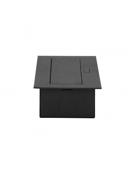 Gniazdo meblowe wpuszczane w blat z płaskim rantem, 3x2P+Z (Schuko), czarne