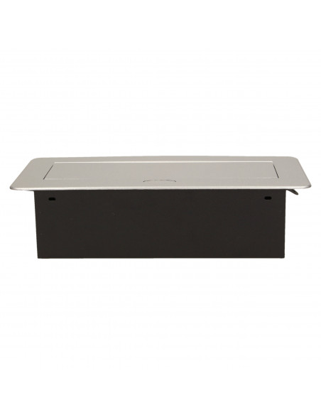 Gniazdo meblowe wpuszczane w blat z płaskim frezowanym rantem,  3x2P+Z, srebrne, wersja schuko