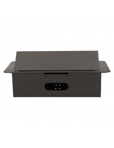 Gniazdo meblowe wpuszczane w blat z płaskim frezowanym rantem,  3x2P+Z, czarne, wersja schuko