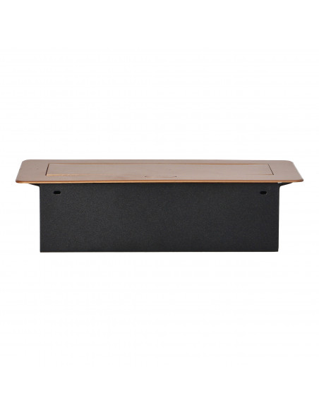 Gniazda meblowe wpuszczane w blat z płaskim frezowanym rantem i ładowarką USB, 2x2P+Z (Schuko), 2xUSB, złote