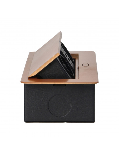 Gniazda meblowe wpuszczane w blat z płaskim frezowanym rantem i ładowarką USB, 2x2P+Z (Schuko), 2xUSB, złote