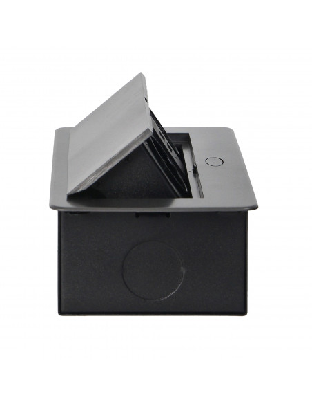 Gniazda meblowe wpuszczane w blat z płaskim frezowanym rantem i ładowarką USB, 2x2P+Z (Schuko), 2xUSB, grafit