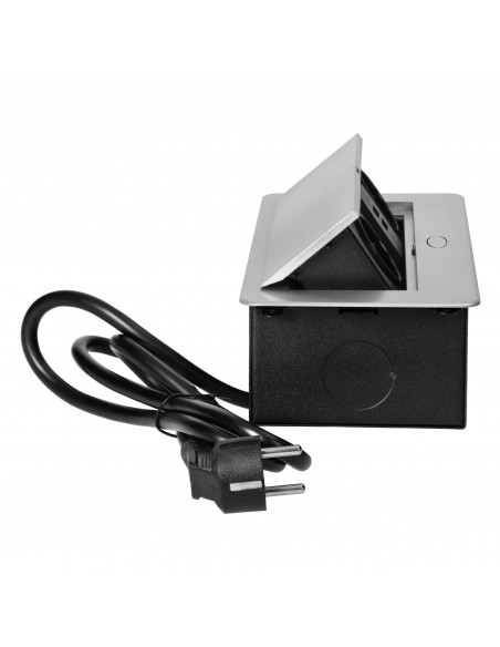  Gniazda meblowe wpuszczane w blat z płaskim frezowanym rantem, ładowarką USB i przewodem 1,5m, 2x2P+Z (Schuko),...