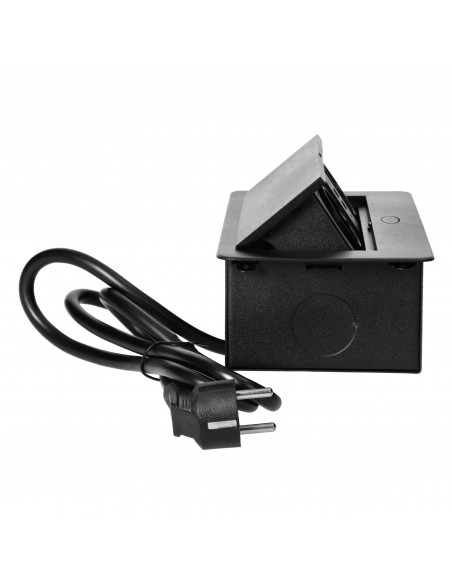  Gniazda meblowe wpuszczane w blat z płaskim frezowanym rantem, ładowarką USB i przewodem 1,5m, 2x2P+Z (Schuko),...