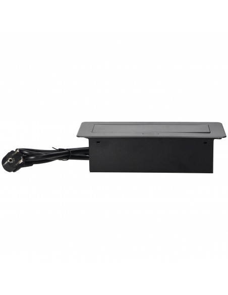  Gniazda meblowe wpuszczane w blat z płaskim frezowanym rantem, ładowarką USB i przewodem 1,5m, 2x2P+Z (Schuko),...