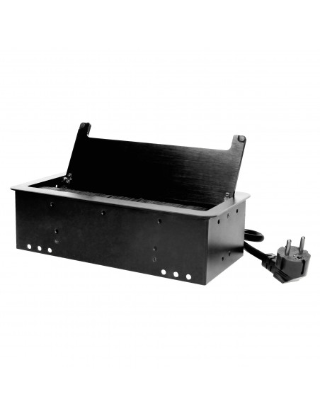  Gniazdo meblowe wpuszczane w blat z płaskim frezowanym rantem, szczotką przeciwkurzową i przewodem 1,5m, 3x2P+Z,...