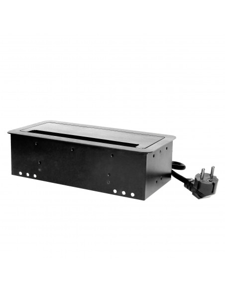  Gniazdo meblowe wpuszczane w blat z płaskim frezowanym rantem, szczotką przeciwkurzową i przewodem 1,5m, 3x2P+Z,...