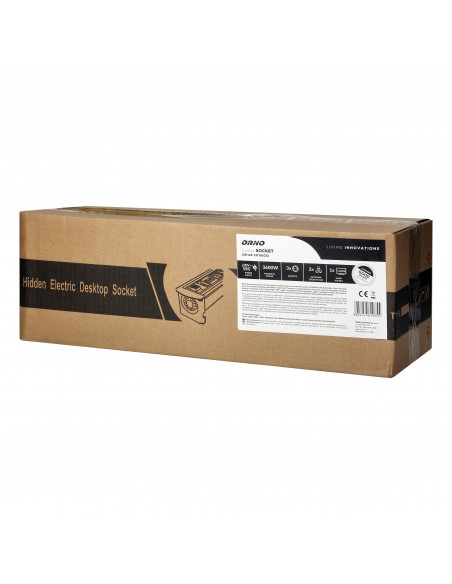  Gniazdo meblowe wpuszczane w blat z płaskim frezowanym rantem oraz elektrycznym otwieraniem, 3x2P+Z (Schuko),...