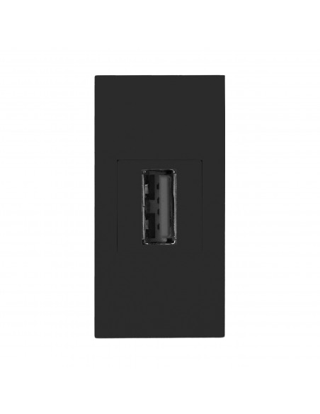 NOEN USB data, gniazdo modułowe 22,5x45mm USB data 2.0, przelotka, czarne