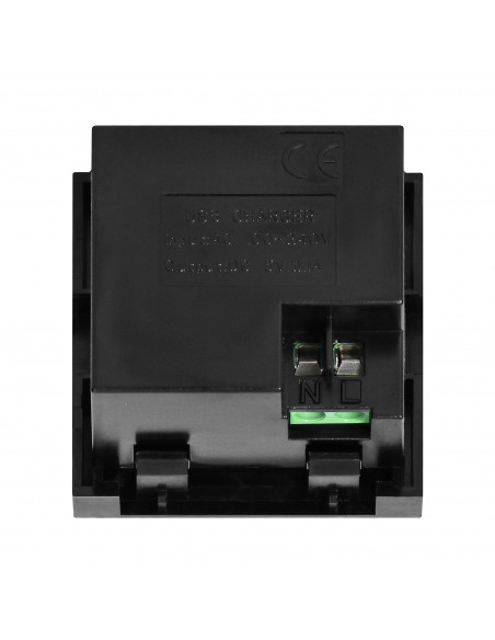 NOEN USB x 2, podwójny port modułowy 45x45mm z ładowarką USB, 2,1A 5V DC, czarny