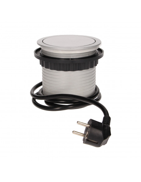 Gniazdo meblowe Ø10cm wysuwane z blatu z przewodem 1,5m, 4x2P+Z