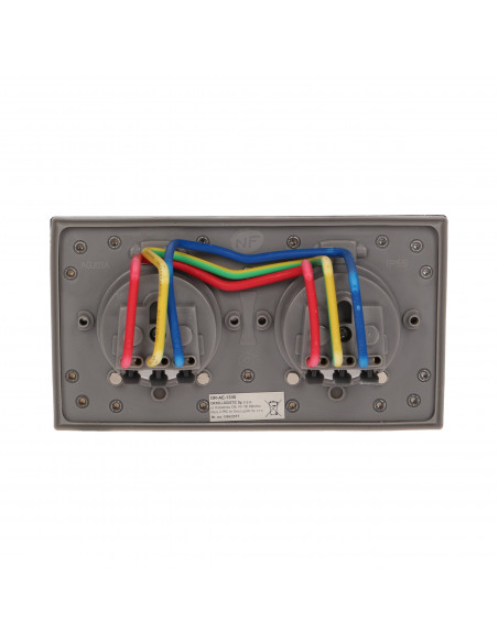 Hermetyczne gniazdo elektryczne podwójne, IP55 stal nierdzewna