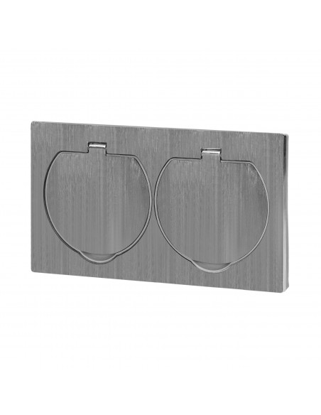 Hermetyczne gniazdo elektryczne podwójne, IP55 stal nierdzewna, z wiatroszczelną puszką montażową