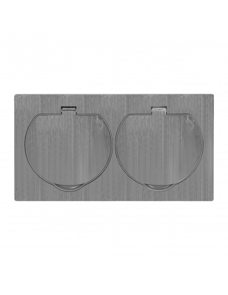 Hermetyczne gniazdo elektryczne podwójne, IP55 stal nierdzewna, z wiatroszczelną puszką montażową