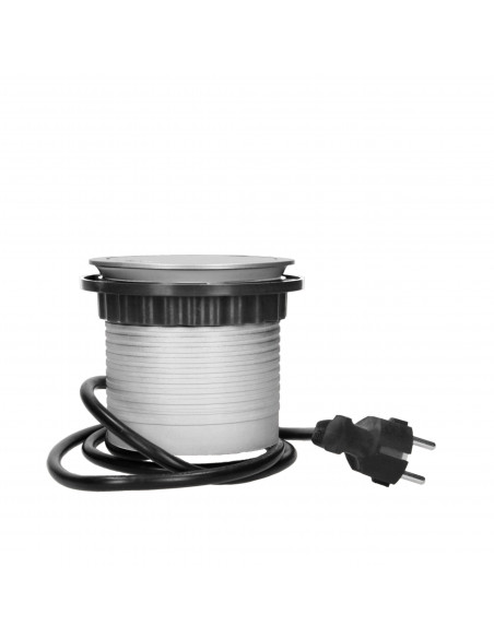 Gniazdo meblowe Ø10cm wysuwane z blatu z przewodem 1,5m, 4x2P+Z, wersja schuko